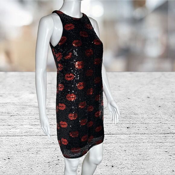 Aidan Mattox‎ Kiss Lips Valentines Sleeveless Sequin Mini Dress - Picture 3 of 7